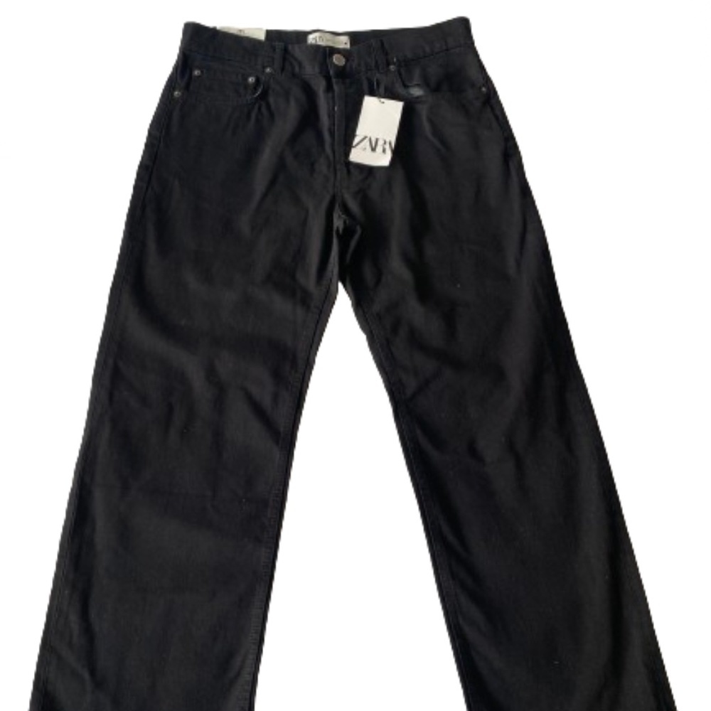 Zara Black Relaxed Fit Straight Leg Mid Waist Jeans Women’s Size 8